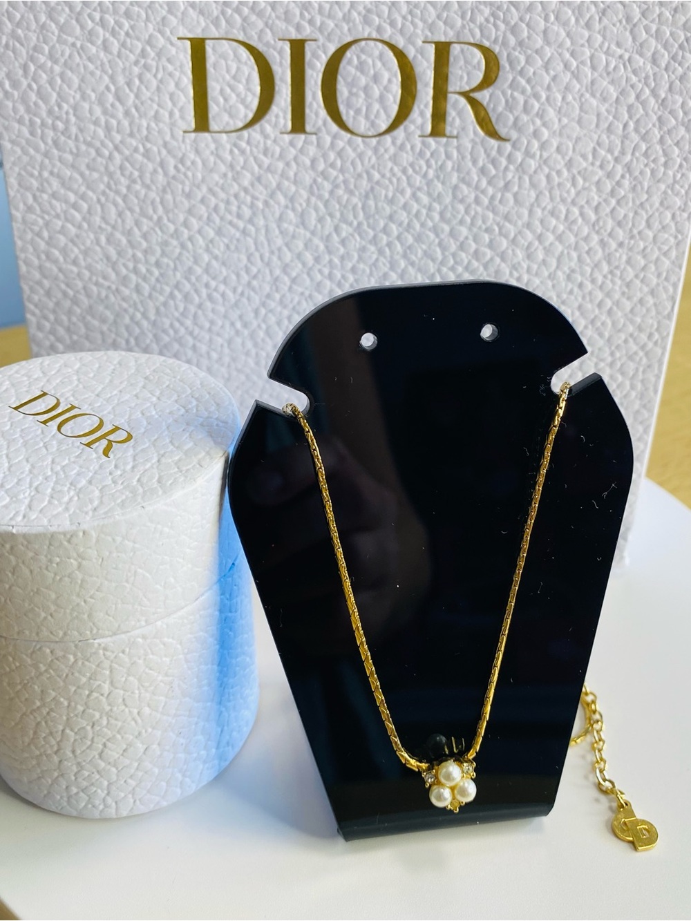 Dior Vintage 1980s Cluster Triangle Flower White Beads Pearls Crystals Pendant